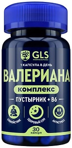 Изображение товара БАД GLS Pharmaceuticals Валериана комплекс 400мг 30 капсул