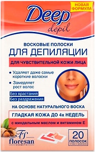 Изображение товара Полоски восковые Floresan для депиляции чувствительной кожи лица 20шт