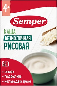 Изображение товара Каша Semper безмолочная рисовая с 4 месяцев 180г