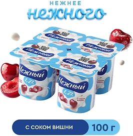 Изображение товара Продукт йогуртный Campina Нежный с вишневым соком 1.2% 4шт*100г