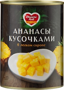 Изображение товара Ананасы Дольче Лав кусочками в легком сиропе 580мл