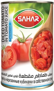 Изображение товара Томаты Sahar нарезанные кубиками в собственном соку 400г