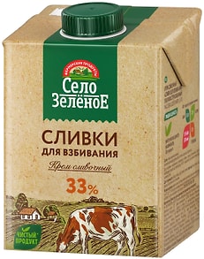 Изображение товара Сливки Село Зеленое 33% 500г