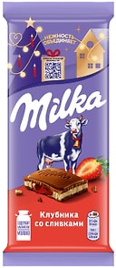Изображение товара Шоколад Milka Молочный Клубничная и сливочная начинки 80г