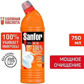 Изображение товара Средство чистящее для унитаза Sanfor WC Gel Super Power 750мл
