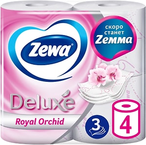 Изображение товара Туалетная бумага Zewa Deluxe Орхидея 4 рулона 3 слоя