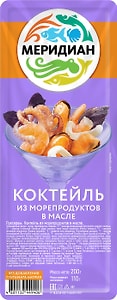Изображение товара Коктейль из морепродуктов Меридиан в масле 200г