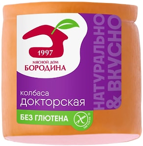 Изображение товара Колбаса Мясной дом Бородина Докторская вареная без глютена 0.7-0.9кг