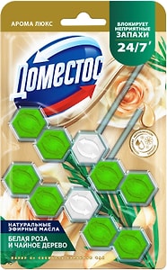 Изображение товара Арома-блок Доместос Арома люкс дуо Свежесть зеленого чая блокировка неприятного запаха 2шт*50г