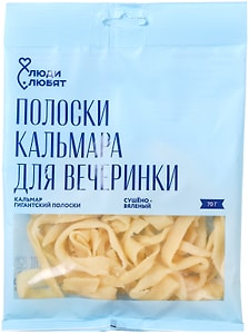 Изображение товара Кальмар Люди Любят гигантский полоски сушено-вяленый 70г