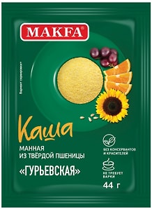 Изображение товара Каша Makfa манная из твердой пшеницы Гурьевская 44г
