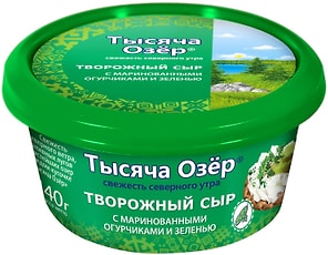 Изображение товара Сыр творожный Тысяча Озер Воздушный с маринованными огурчикам и зеленью 60% 140г