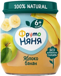 Изображение товара Пюре ФрутоНяня из яблок и бананов 100г