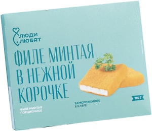 Изображение товара Минтай Люди Любят филе в кляре замороженное 300г