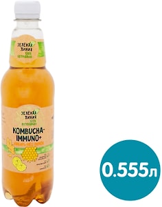 Изображение товара Напиток сокосодержащий Зеленая линия Kombucha Immuno Имбирь мед и лимон 555мл