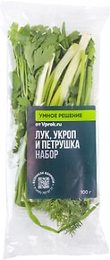 Изображение товара Зелень набор Умное решение от Vprok.ru Лук укроп петрушка 100г упаковка