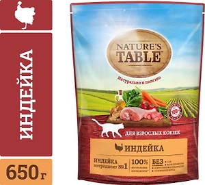 Изображение товара Сухой корм для кошек Natures Table Индейка 650г