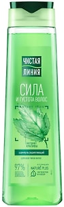 Изображение товара Шампунь для волос Чистая Линия укрепляющий Сила и густота для всех типов волос с экстрактом крапивы без силиконов 400мл