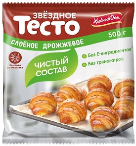 Изображение товара Тесто слоеное Хлебный Дом Звездное дрожжевое 500г