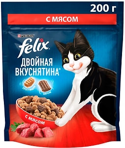 Изображение товара Сухой корм для кошек Felix Двойная Вкуснятина с мясом 200г