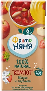 Изображение товара Компот ФрутоНяня Яблоко и клубника 200мл