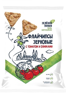 Изображение товара Флайчипсы Зеленая линия зерновые с томатом и оливками 40г