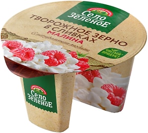 Изображение товара Зерно творожное Село Зеленое в сливках Малина 5% 130г