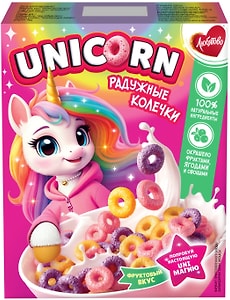 Изображение товара Готовый завтрак Unicorn Радужные колечки с фруктовым вкусом 195г