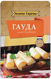 Изображение товара Сыр Золото Европы полутвердый Гауда 45% нарезка 125г