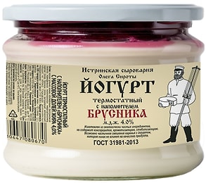 Изображение товара Йогурт Истринская сыроварня Олега Сироты термостатный Брусника 4% 200г