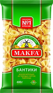 Изображение товара Макароны Makfa Бантики 400г
