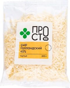 Изображение товара Сыр ПРОСТО Голландский 45% тертый 200г