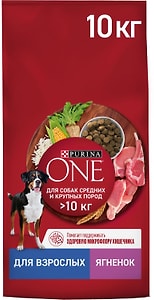 Изображение товара Сухой корм для собак Purina ONE для средних и крупных пород с ягненком и рисом 10кг