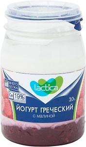 Изображение товара Йогурт Lactica Греческий с малиной 3% 190г