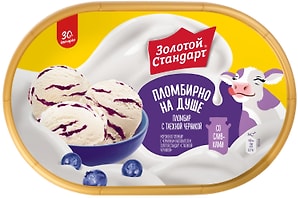 Изображение товара Мороженое Золотой Стандарт Пломбир с таежной черникой 475г