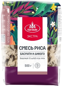 Изображение товара Рис Агро-Альянс Экстра смесь Басмати и дикого риса 500г