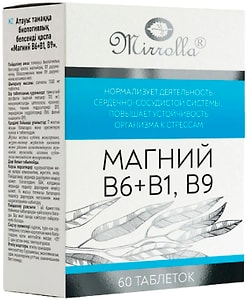 Изображение товара БАД Магний B6 + B1 B9 Mirrolla 60 таблеток