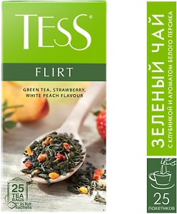 Изображение товара Чай зеленый Tess Flirt с клубникой и ароматом белого персика 25*1.5г