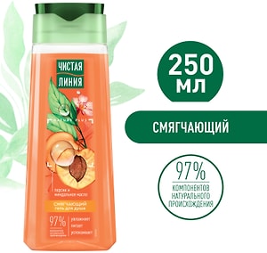 Изображение товара Гель для душа Чистая Линия Смягчающий на 100% натуральной основе с персиком и маслом миндаля 250мл