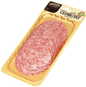 Изображение товара Колбаса Егорьевская КГФ сырокопченая Сервелат Имбирный нарезка 100г