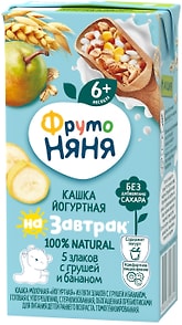 Изображение товара Каша ФрутоНяня молочноя Йогуртная 5 злаков с Грушей и Бананом с 6 месяцев 200мл