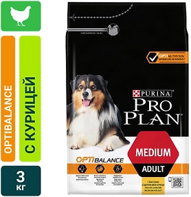 Изображение товара Сухой корм для собак Pro Plan Optibalance Medium Adult для средних пород с курицей 3кг