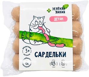 Изображение товара Сардельки из мяса птицы Зеленая Линия вареные для детей 240г