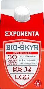 Изображение товара Напиток кисломолочный Exponenta Bio-Skyr Клубника-киви обезжиренный с высоким содержанием белка 500г