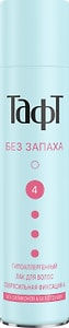 Изображение товара Лак для волос Тафт сверхсильная фиксация гипоаллергенный без запаха 225мл