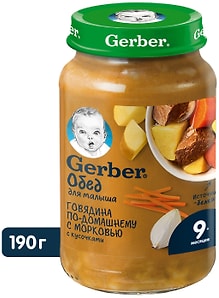 Пюре Gerber Говядина по-домашнему с морковью 190г