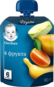 Пюре Gerber 4 фрукта 90г