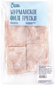 Изображение товара Филе трески Люди Любят порционное 400г