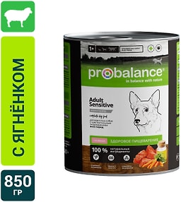 Изображение товара Влажный корм для собак Probalance с чувствительным пищеварением с ягненком 850г