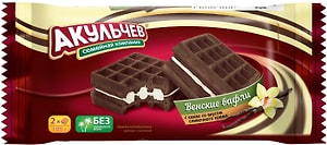 Изображение товара Вафли Акульчев венские с какао со вкусом сливочного крема 100г